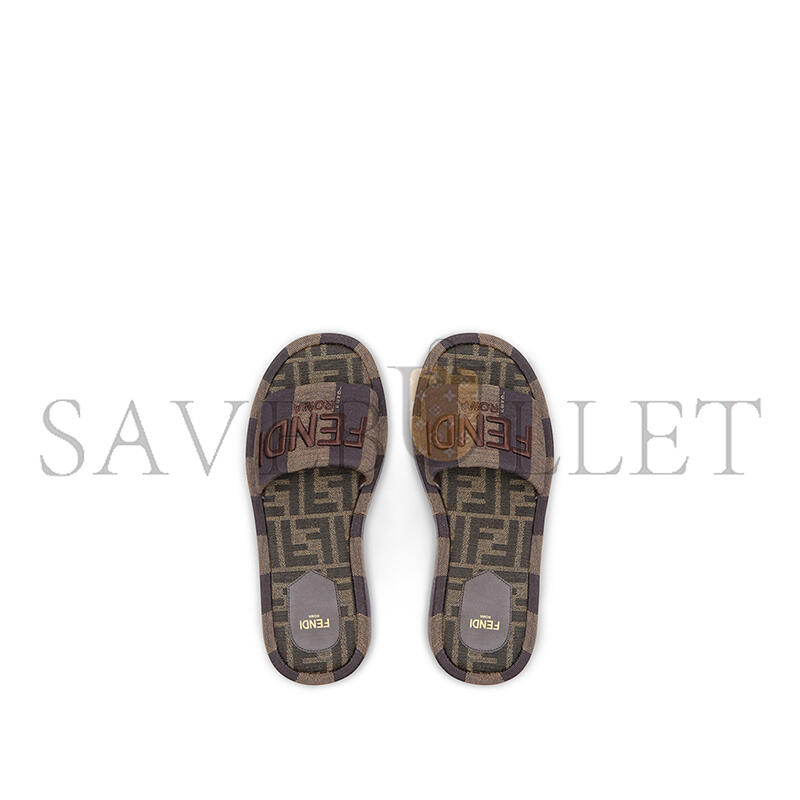 FENDI SUNSHINE BROWN FABRIC FLATFORM SLIDES 8R8515AORHF1P95 FENDI SUNSHINE BROWN FABRIC FLATFORM SLIDES 8R8515AORHF1P95